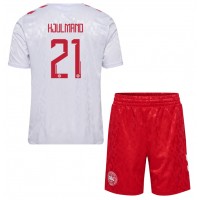 Echipament fotbal Danemarca Morten Hjulmand #21 Tricou Deplasare European 2024 pentru copii maneca scurta (+ Pantaloni scurti)